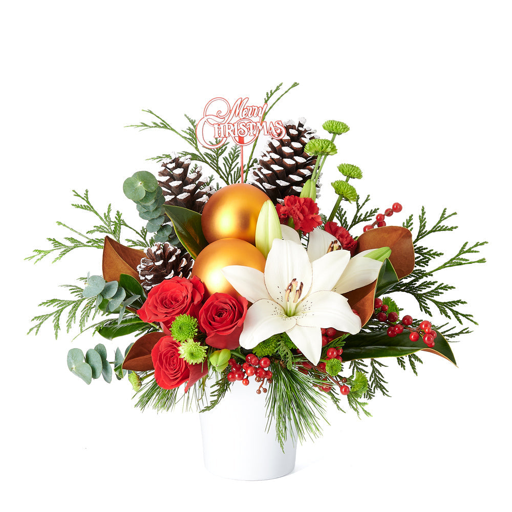 Mixed flower arrangement, Mixed Floral Arrangement, Mix Floral Arrangement, Flower Arrangement, Floral Arrangement, holiday, christmas, Set 24011-2021, holiday arrangement delivery, delivery holiday arrangement, christmas flowers blooms america, blooms america christmas flowers, america
