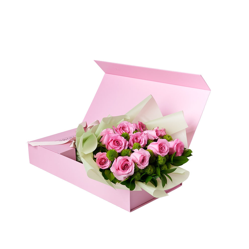 Pink Mixed Rose & Daisy Bouquet with Box, rose gift baskets, gourmet gifts, gifts, roses. Blooms America Delivery