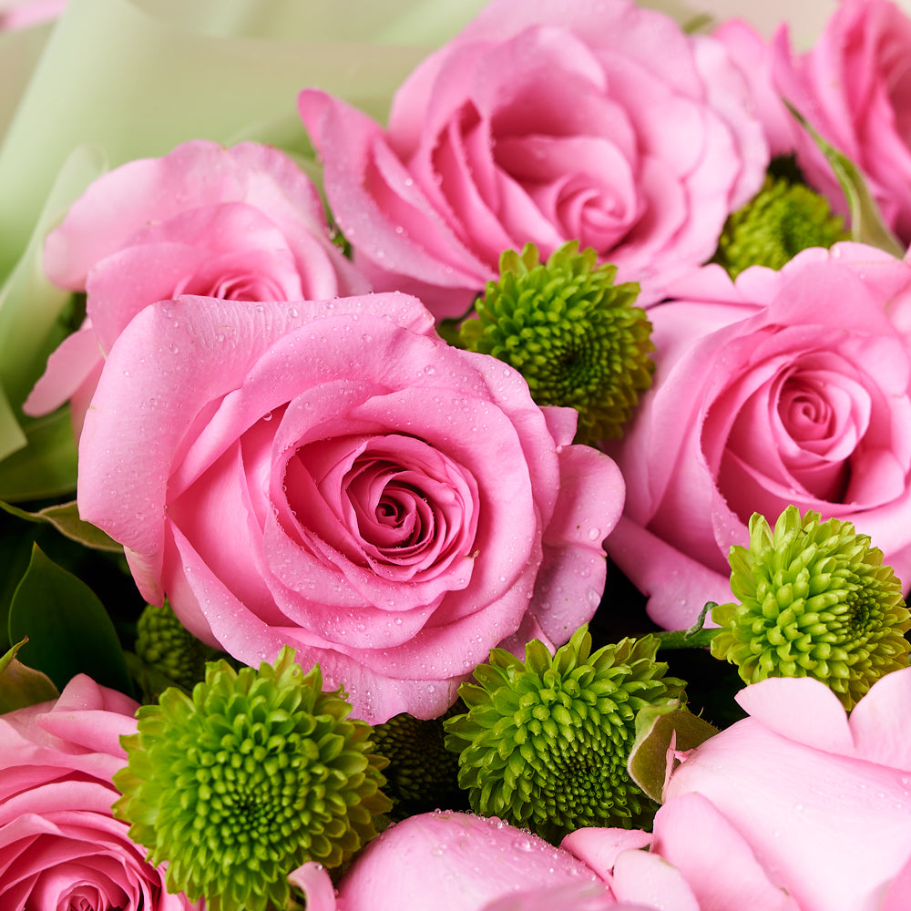 Pink Mixed Rose & Daisy Bouquet with Box, rose gift baskets, gourmet gifts, gifts, roses. Blooms America Delivery