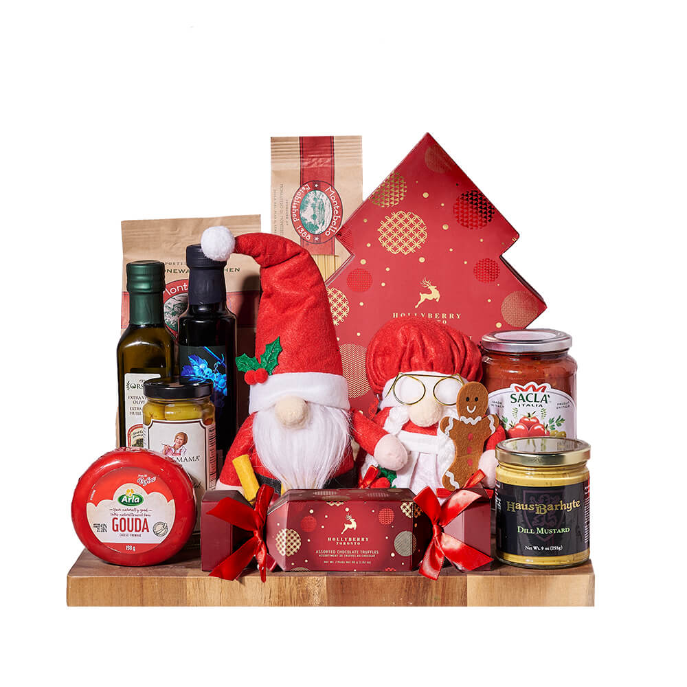 Premium Holiday Pasta and Gourmet Treats Gift Basket – how the gift is presented