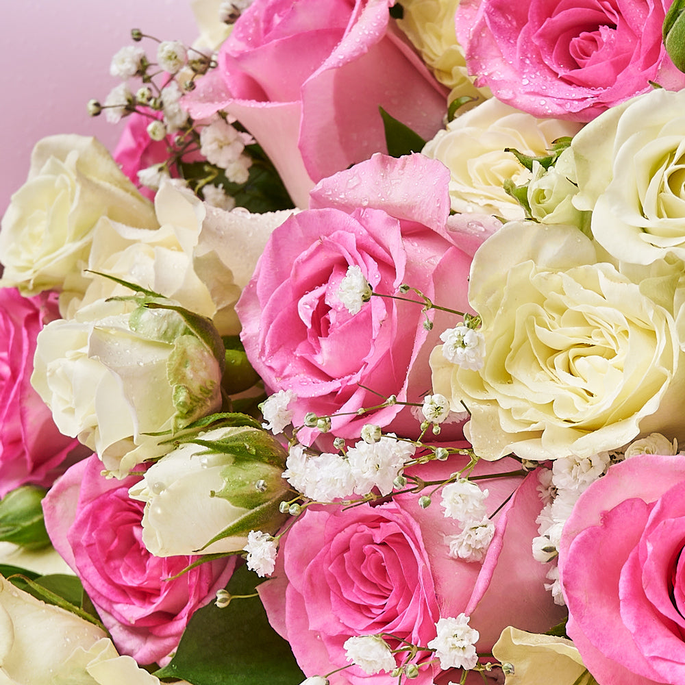 Sublime Pink & White Rose Bouquet, floral gift, rose gift, flower gift, rose bouquet. Blooms America Delivery