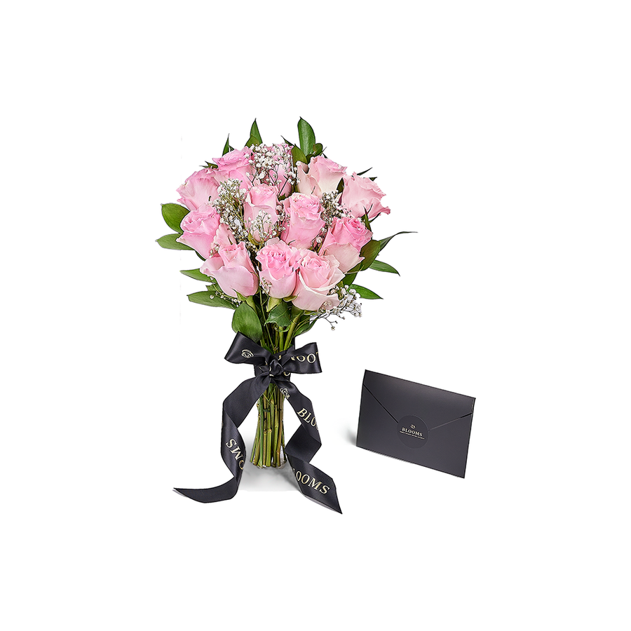 Valentine's Day 12 Stem Pink Rose Bouquet, America Flower Delivery, Valentine's Day gifts, rose gifts. America Blooms Delivery