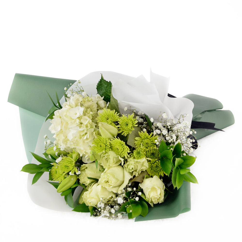 Blossoming Sunrise Mixed bouquet in white and cream. America Blooms Delivery.