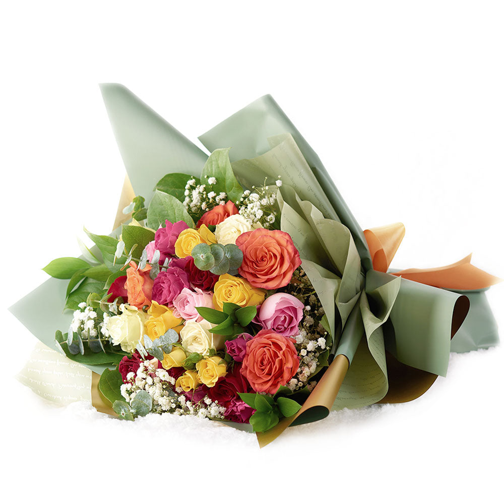 Daydream Fantasy Rose Bouquet Warm-toned mixed rose bouquet, from America Blooms - America Delivery.