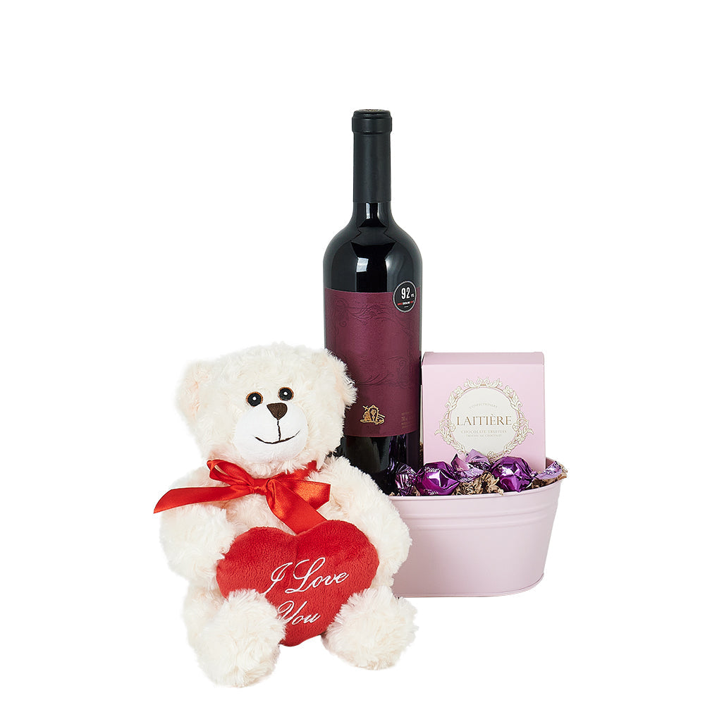 Plush Bear and Wine Gift – how the gift is presented