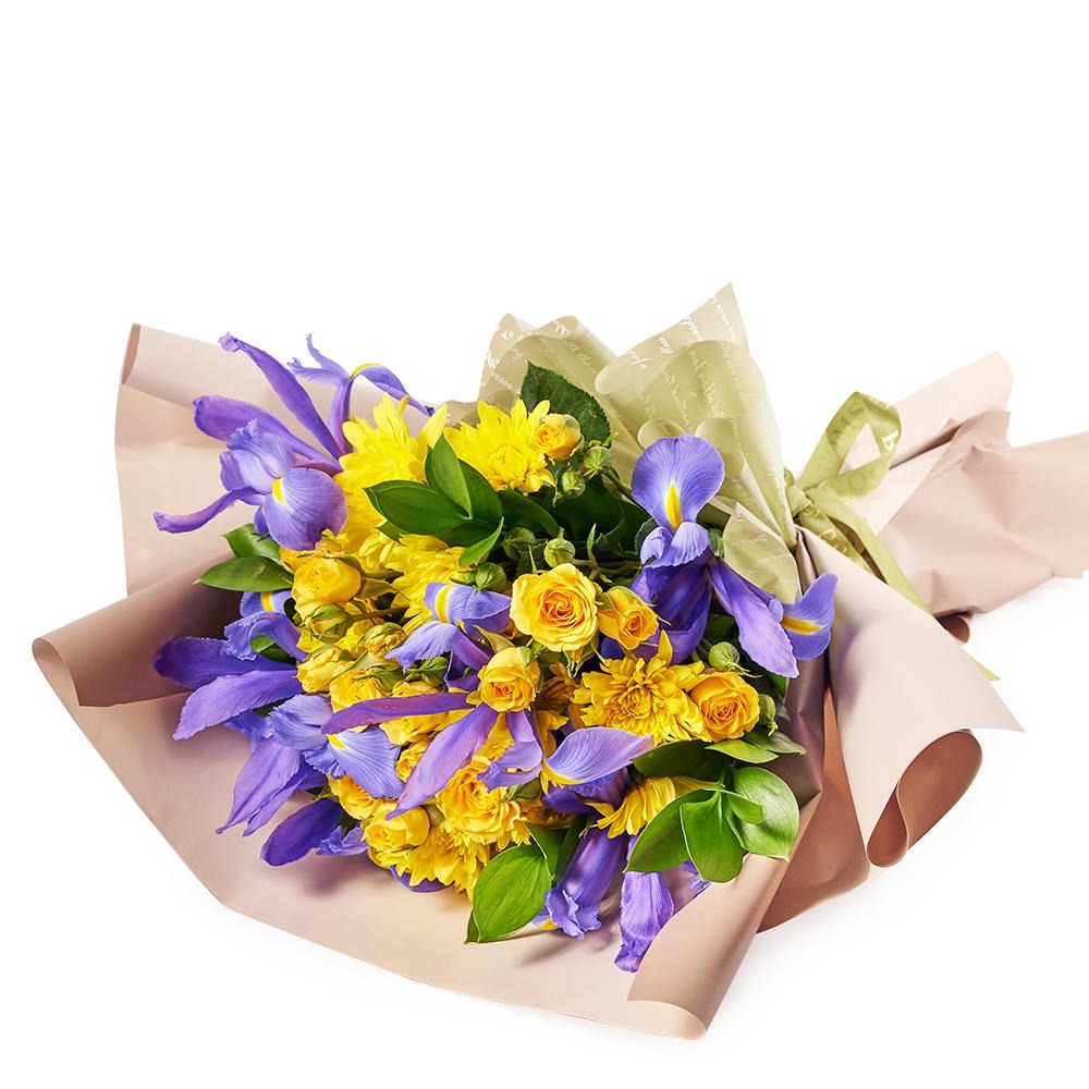 Luminous Lavender Iris Bouquet, Iris and mixed floral bouquet from America Blooms - America Delivery.