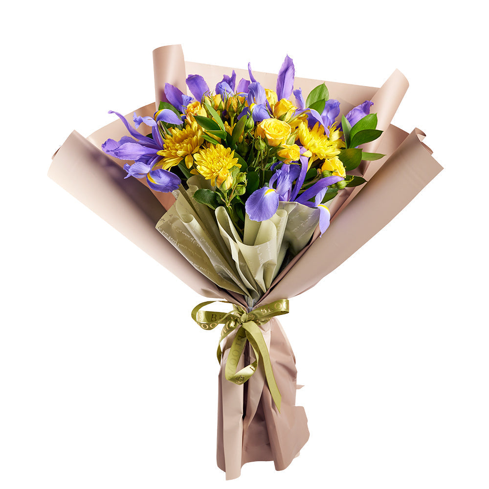 Luminous Lavender Iris Bouquet, Iris and mixed floral bouquet from America Blooms - America Delivery.