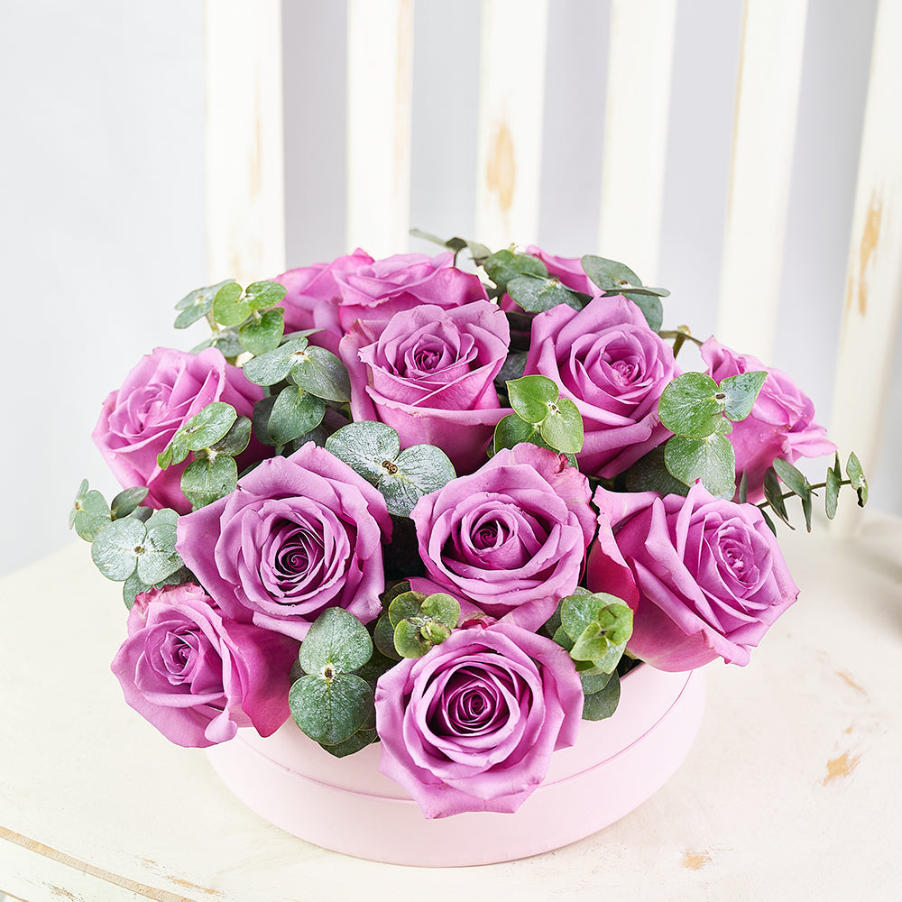 Luxe Passion Flower Box - Roses Hat Box Gift Set - Blooms America Delivery