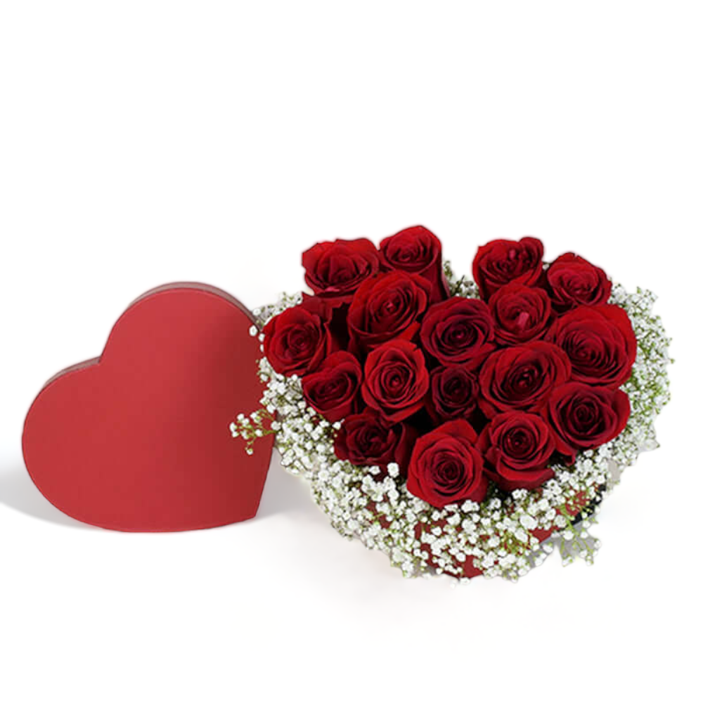 Valentine's Day Heart-Shaped Rose Box – how the gift is presented