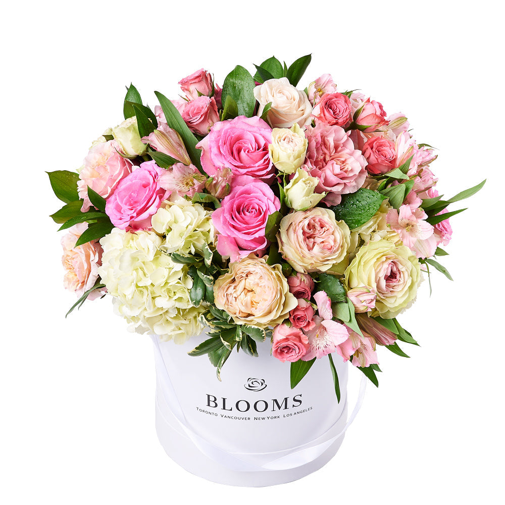 Custom New Year's Gift Baskets - Alluring Rose & Hydrangea Gift Box