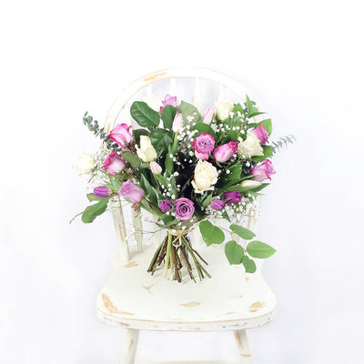 Blended Blooms Mixed Rose Bouquet. Mixed White and Purple Rose Bouquet from America Blooms Flower Gifts - Same Day America Delivery.