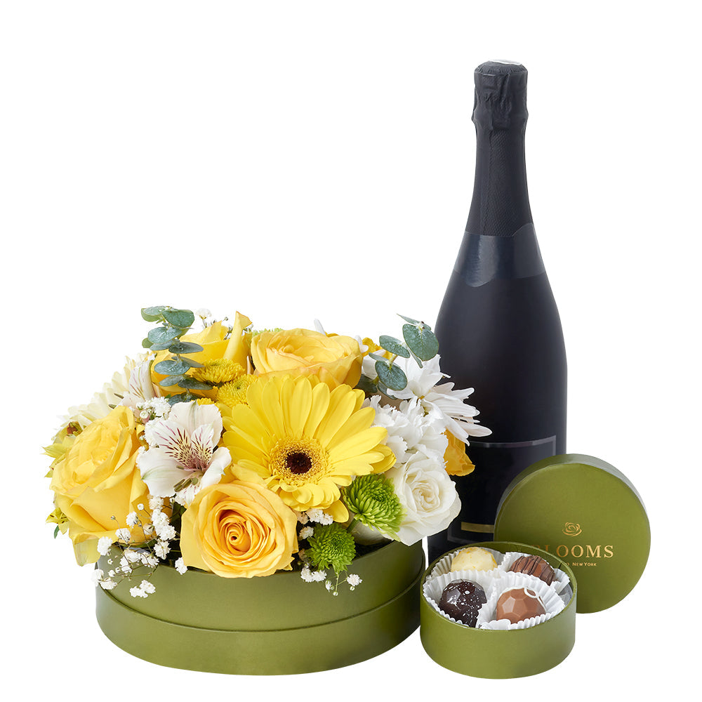 Celebrations Galore Flowers &amp; Champagne Gift, Mixed Floral from America Blooms - America Delivery.