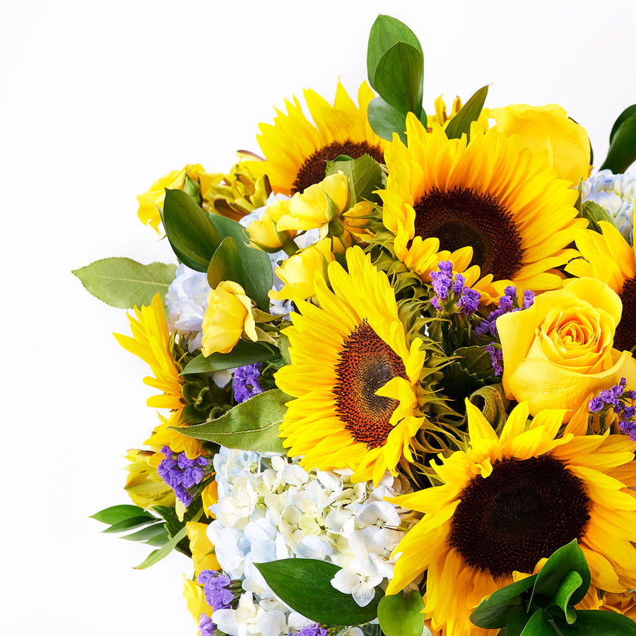 Charming Amber Sunflower Arrangement, assorted flowers arrangement from America Blooms - America Delivery.
