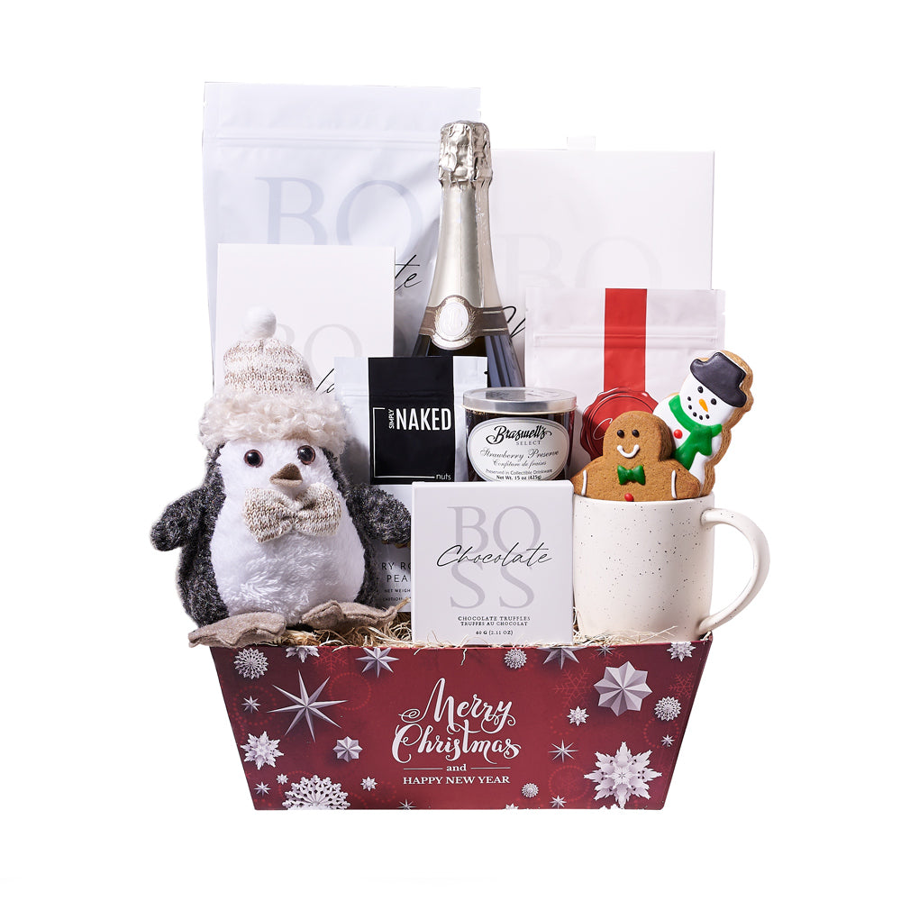 Christmas Champagne & Hot Cocoa Gift, gourmet gift, gourmet, sparkling wine gift, sparkling wine, champagne gift, champagne, holiday gift, holiday, christmas gift, christmas. America Blooms - America Blooms Delivery