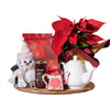 Christmas Poinsettia & Tea Gift Set, christmas gift, christmas, holiday gift, holiday, gourmet gift, gourmet, plant gift, plant. America Blooms- America Blooms Delivery