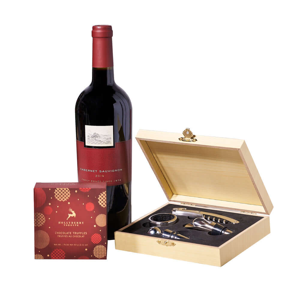 Christmas Wine Tool &amp; Truffle Gift, wine gift basket, wine gift, wine, christmas gift basket, christmas gift, christmas, holiday gift basket, holiday gift, holiday. America Blooms- America Blooms Delivery