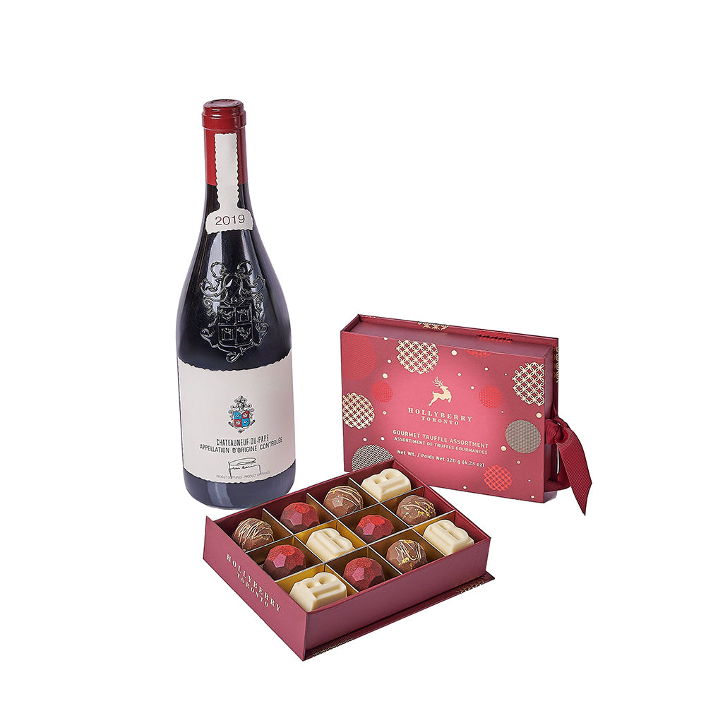 Christmas Wine &amp; Chocolate Gift Set, wine gift, wine, chocolate gift, chocolate, christmas gift, christmas, America delivery
