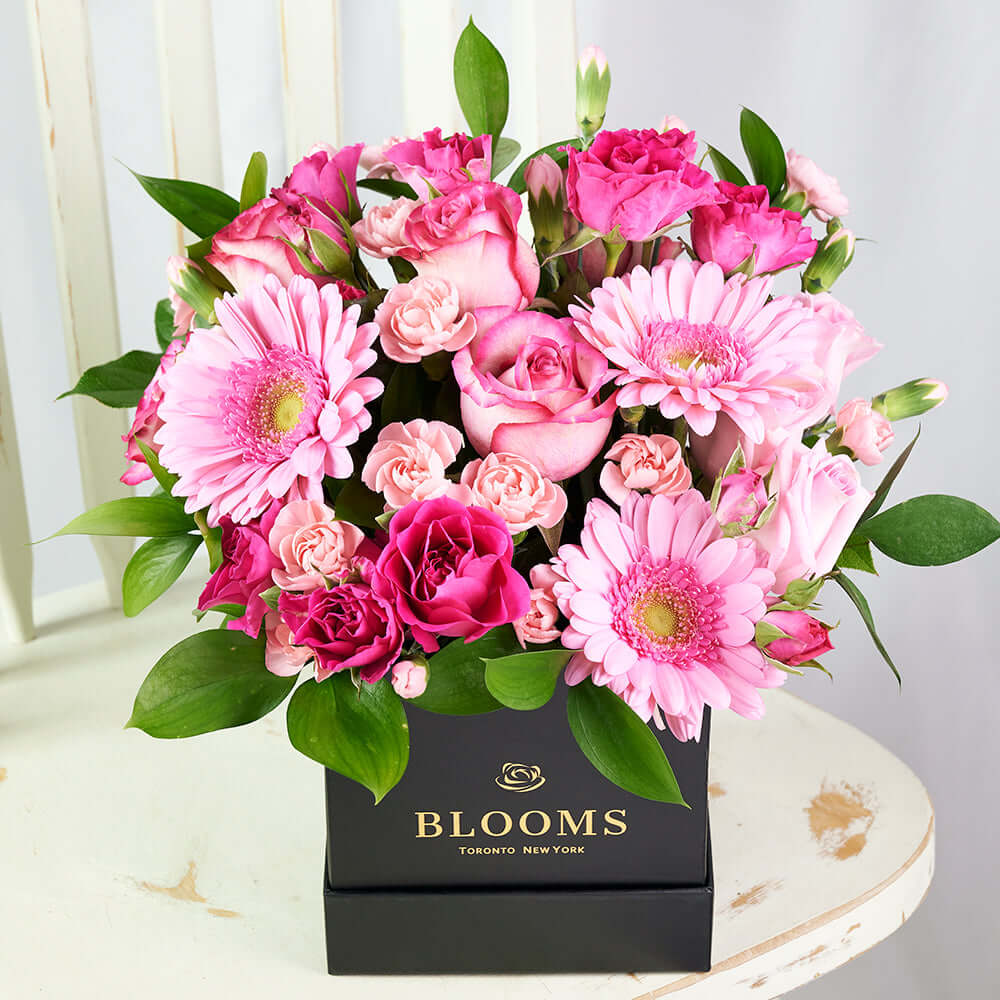 Colour Crazed Carnations Flower Gift - Mixed Floral Hat Box - Same Day America Delivery
