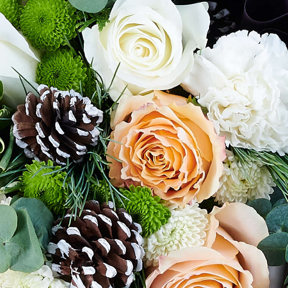 Seasonal Roses and Chrysanthemums Flowers – how the gift is presented