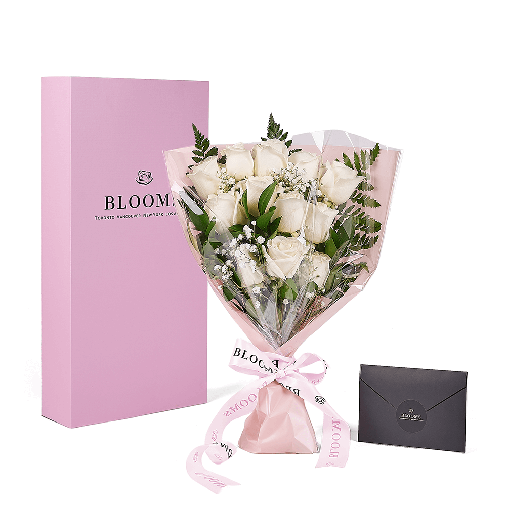 Enduring White Rose Bouquet & Box
