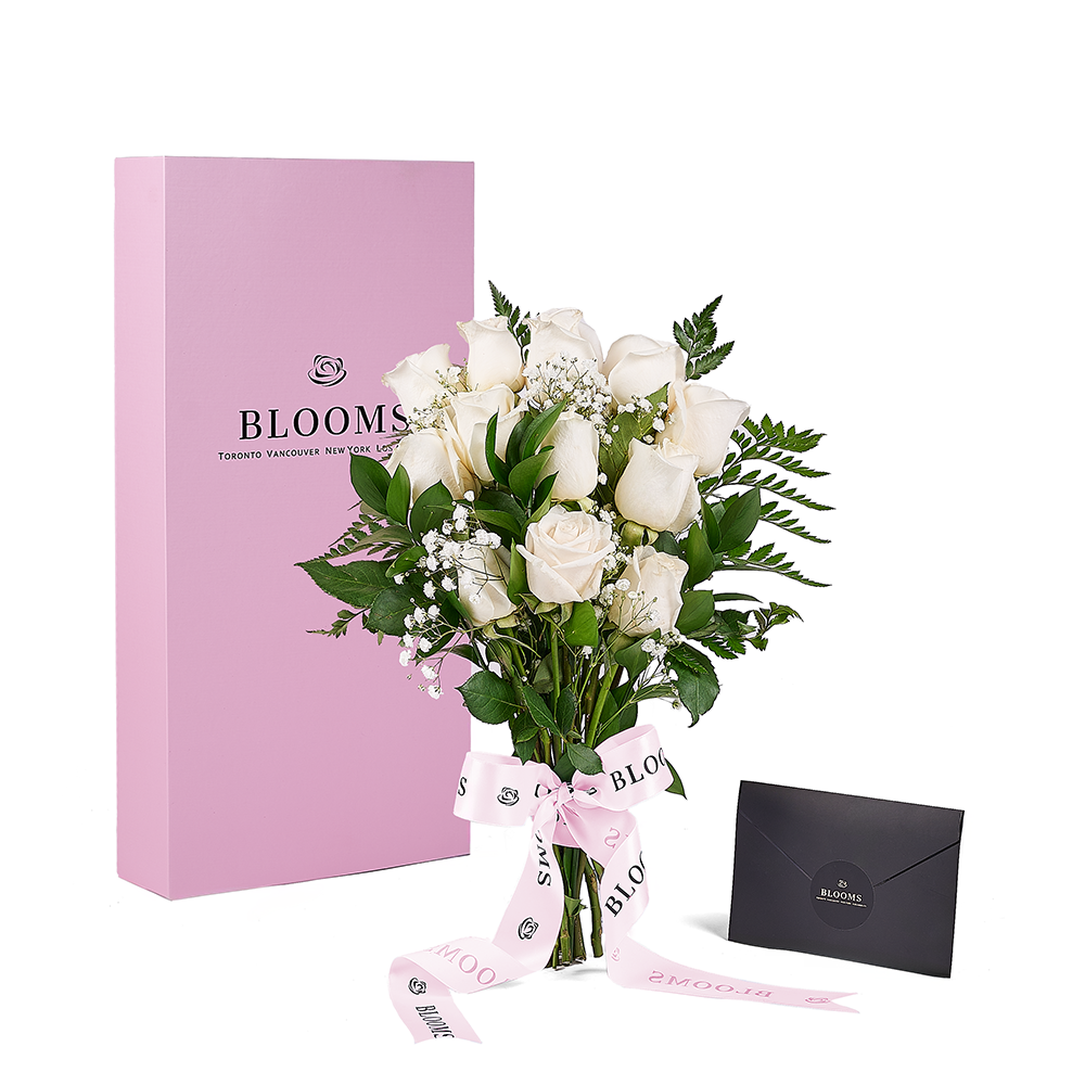 Enduring White Rose Bouquet & Box, floral gifts, rose gifts, gifts, roses, America delivery
