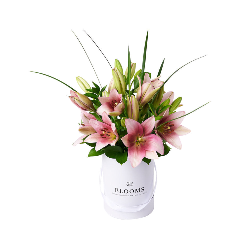 Refined Pink Lily Floral Hat Box – how the gift is presented