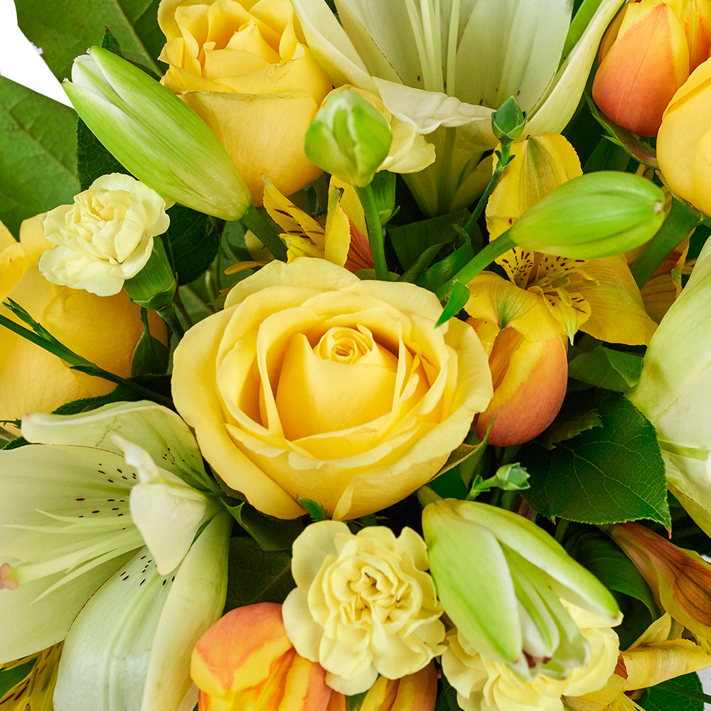 Custom Thank You Gift Baskets - Gold & Cream Mixed Arrangement