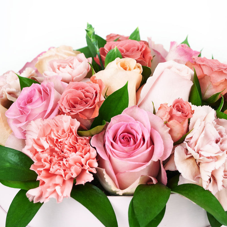 Graceful Pink Mixed Hat Box, Pink Floral Box from America Blooms - America Delivery.