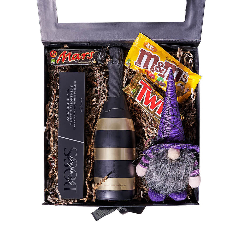 Halloween Champagne & Candy Box, champagne gift, champagne, sparkling wine gift, sparkling wine, gourmet gift, gourmet, halloween gift, halloween, candy gift, candy. America Blooms-America Blooms Delivery