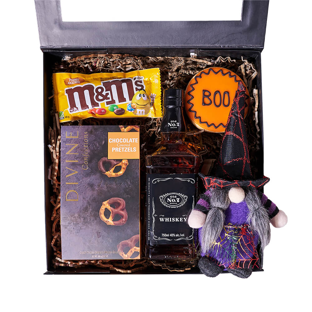 Haunting Spirits &amp; Sweets Gift, halloween gift, halloween, gourmet gift, gourmet, liquor gift, liquor. America Blooms-America Blooms Delivery