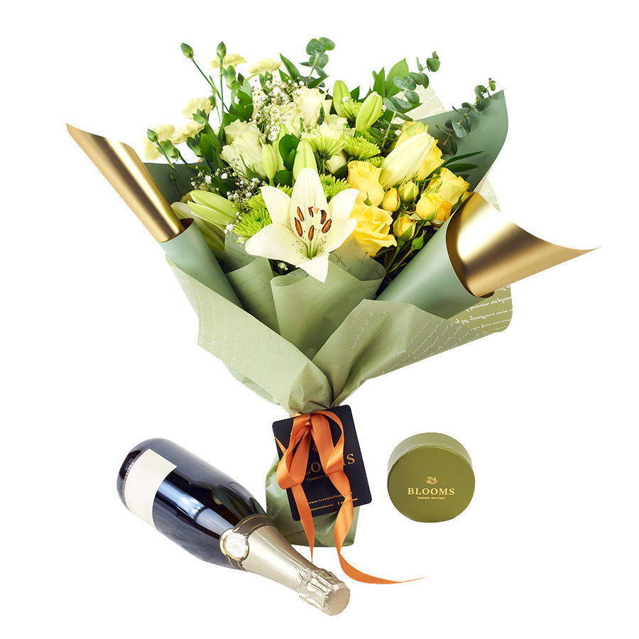 Joyful Renditions Floral Arrangement & Gift Set - Wine Gift Set - America Blooms Delivery