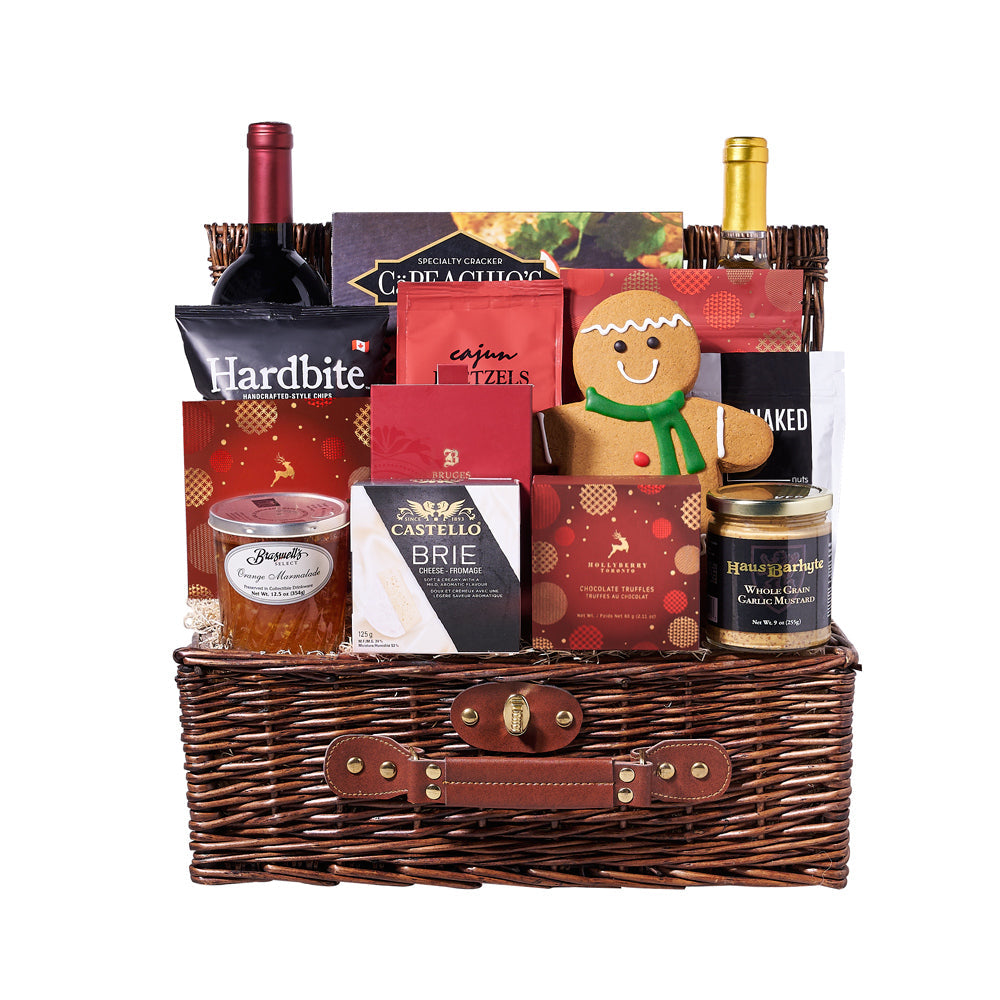 Custom Christmas Gift Baskets - Let It Snow Wine Duo Gift Basket