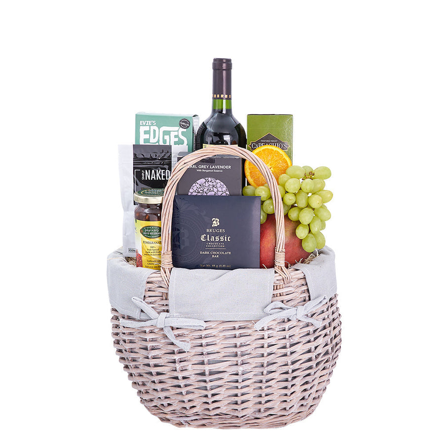 Luxurious Fresh Delights Kosher Wine Gift Basket, Gourmet Gift Set from America Blooms - America Delivery.