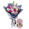 Mixed lavender floral gift set with chocolates. America Blooms- America Blooms  Delivery.