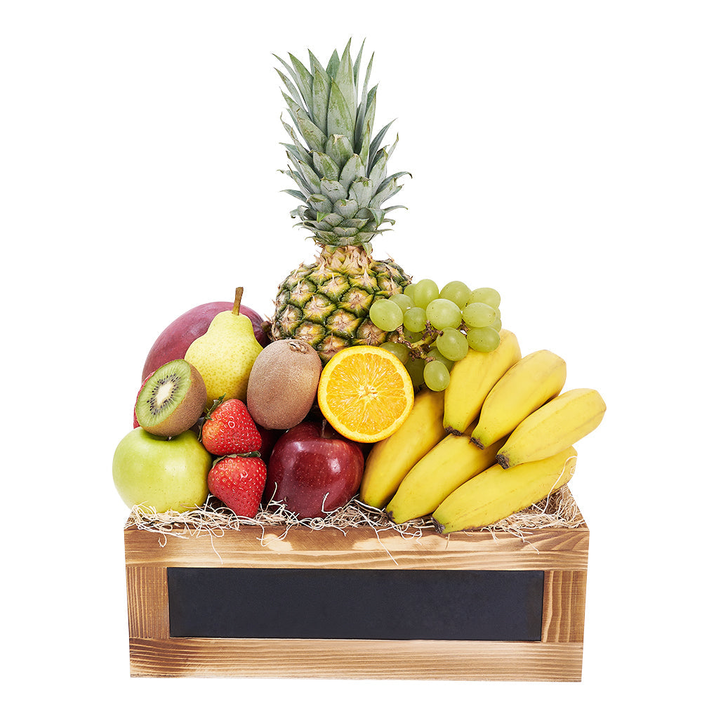 Fruit Basket in Slate Wooden Box – how the gift is presented