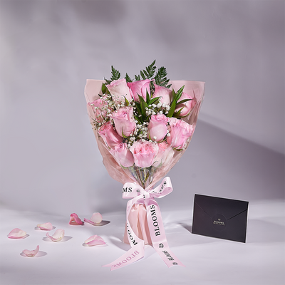Mother’s Day 12 Stem Pink Rose Bouquet with Box, rose gift, rose, mothers day gift, mothers day, America delivery