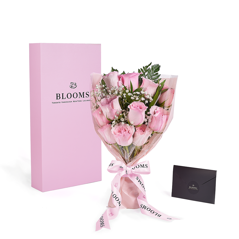 Mother’s Day 12 Stem Pink Rose Bouquet with Box, rose gift, rose, mothers day gift, mothers day, America delivery