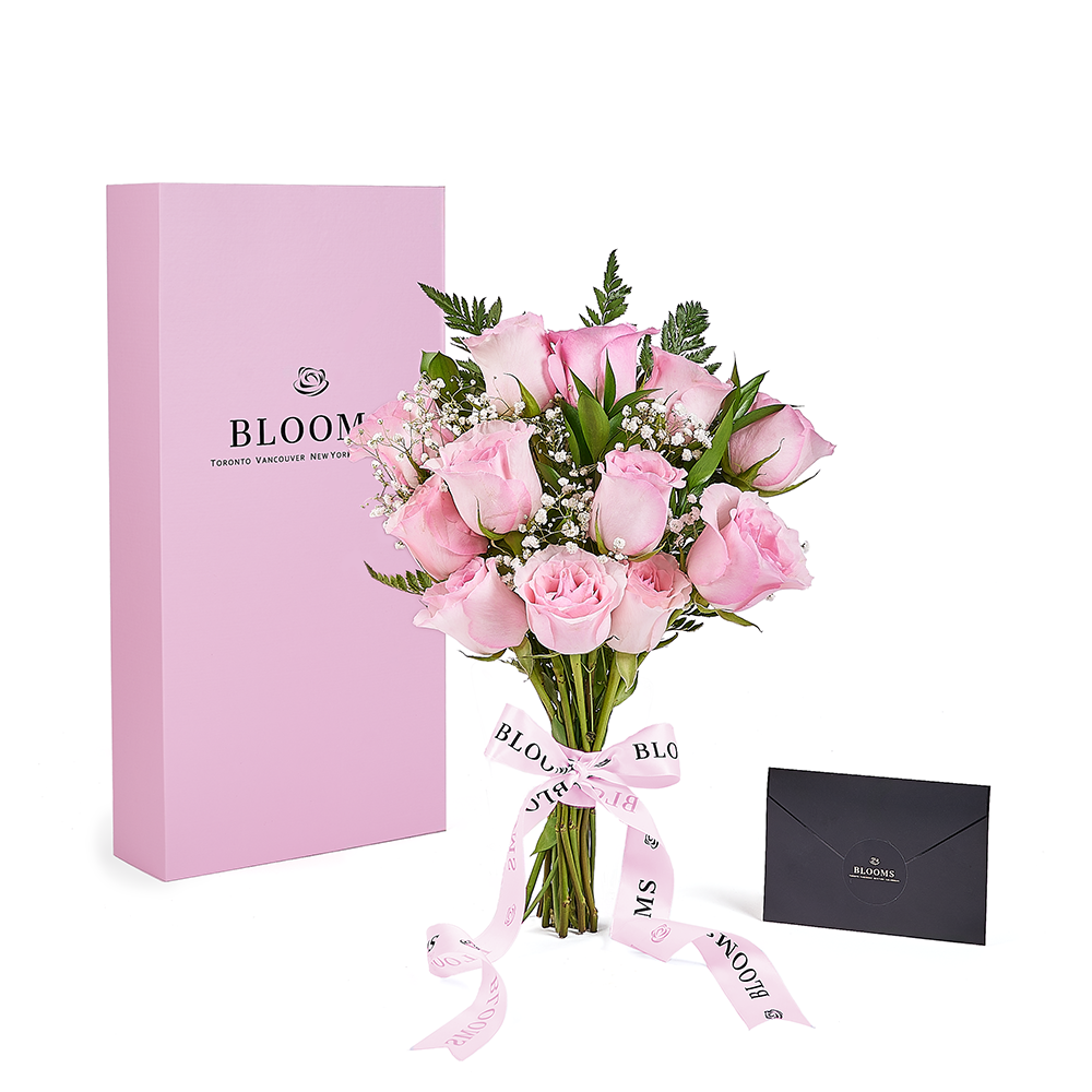 Mother's Day 12 Stem Pink Rose Bouquet with Box, rose gift, rose, mothers day gift, mothers day, America delivery