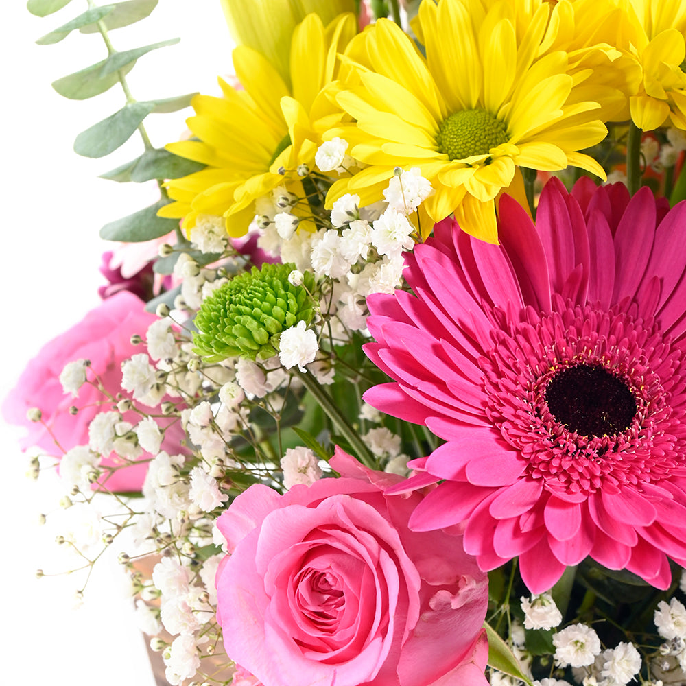Mother's Day Floral Wooden Cart, The Best Mother's Day Floral Gift, Wooden Planter Mix Floral Gift Basket, from America Blooms - America Delivery.