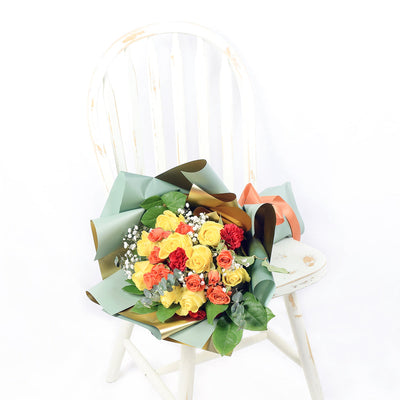 Mother's Day Sunburst Mixed Rose Bouquet, Mixed Yellow and Orange Rose Bouquet, from America Blooms - America Delivery.