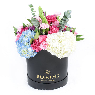 Pastel Floral Box Arrangement, Floral Gifts, Mother's Day Gift Baskets, Mixed Floral Hat Box, Mixed Floral Arrangement, America Blooms Delivery