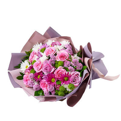 Pink & Purple Mixed Daisy Bouquet, rose gift, daisy gift, mixed bouquet. America Blooms Delivery