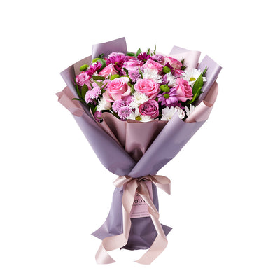 Pink & Purple Mixed Daisy Bouquet, rose gift, daisy gift, mixed bouquet. Blooms America Delivery