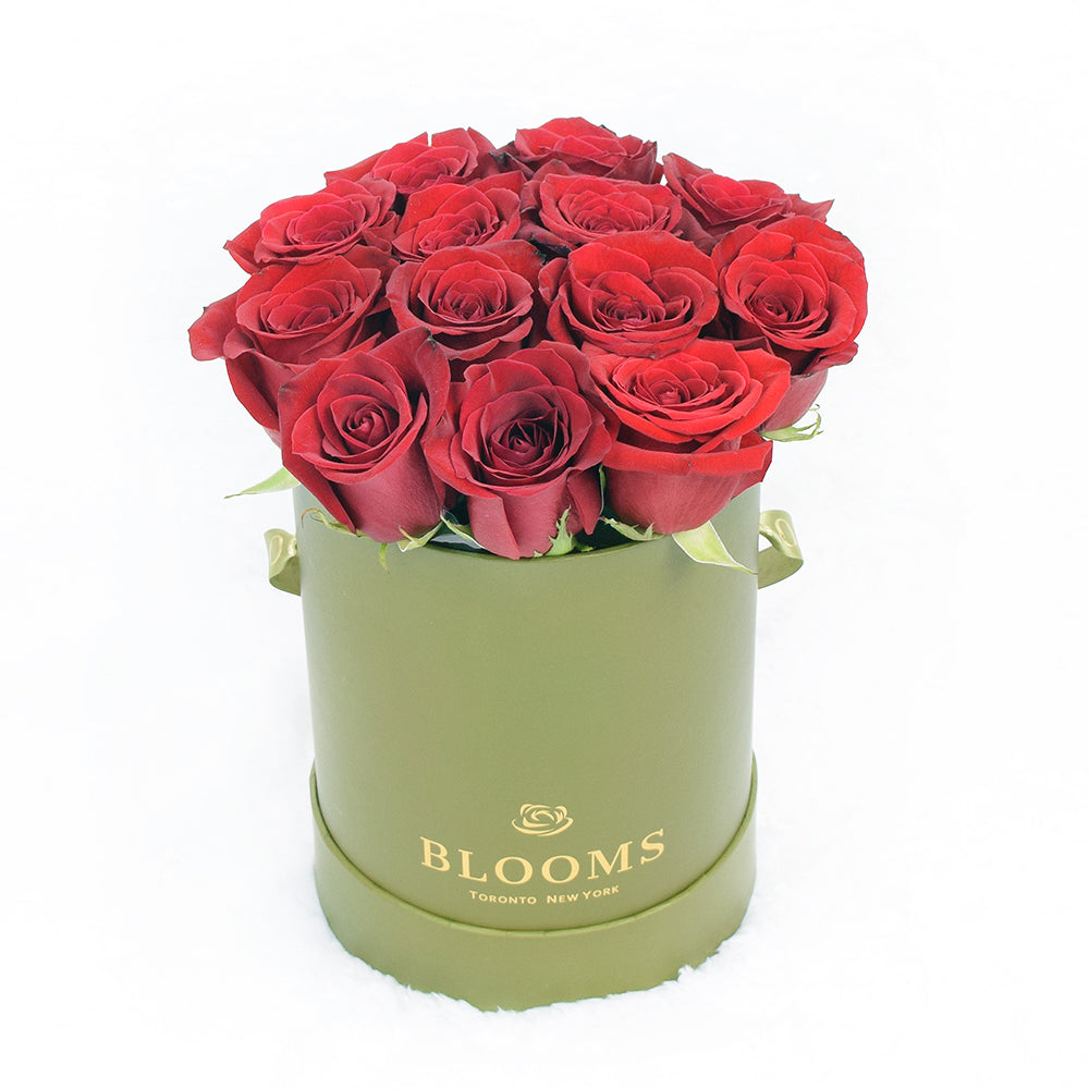 Red Rose & Spring Green Gift Box Blooms America Delivery