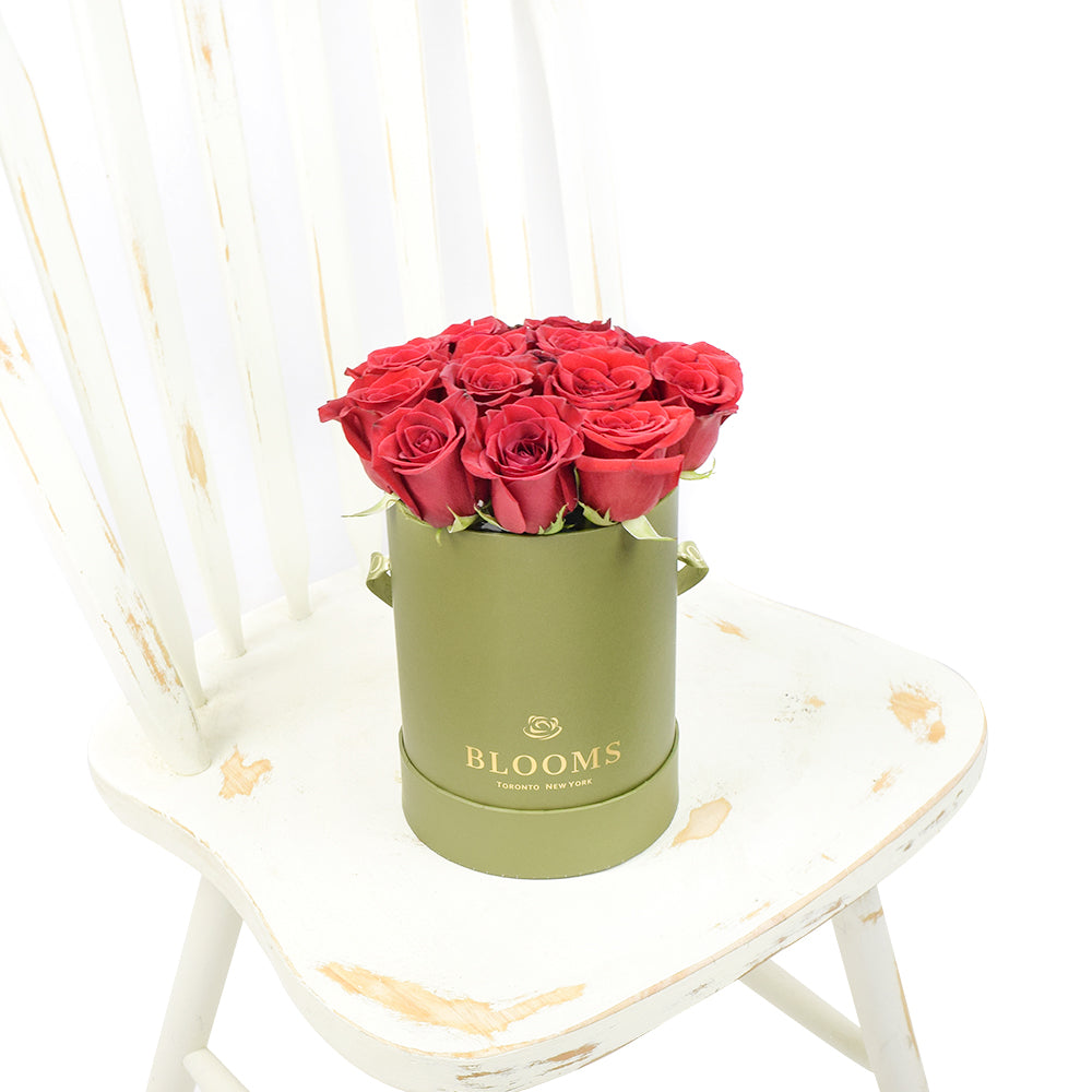 Red Rose & Spring Green Gift Box Blooms America Delivery