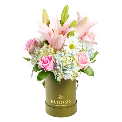 Spring Forth Mixed Floral Gift - Mixed Floral Arrangement Hat Box - America Blooms Delivery