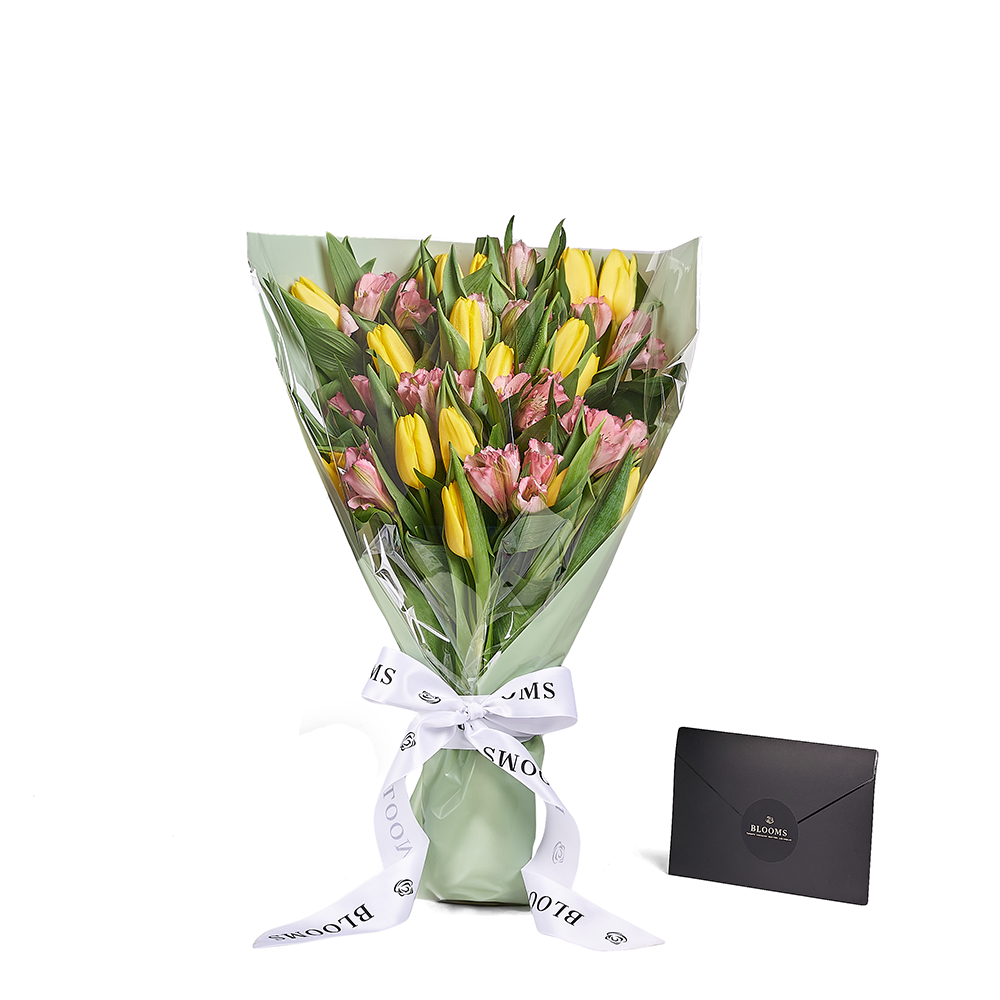 Spring Radiance Mixed Bouquet, tulip gift, tulips, flower gift, flower, seasonal flower gift, seasonal flower, America delivery