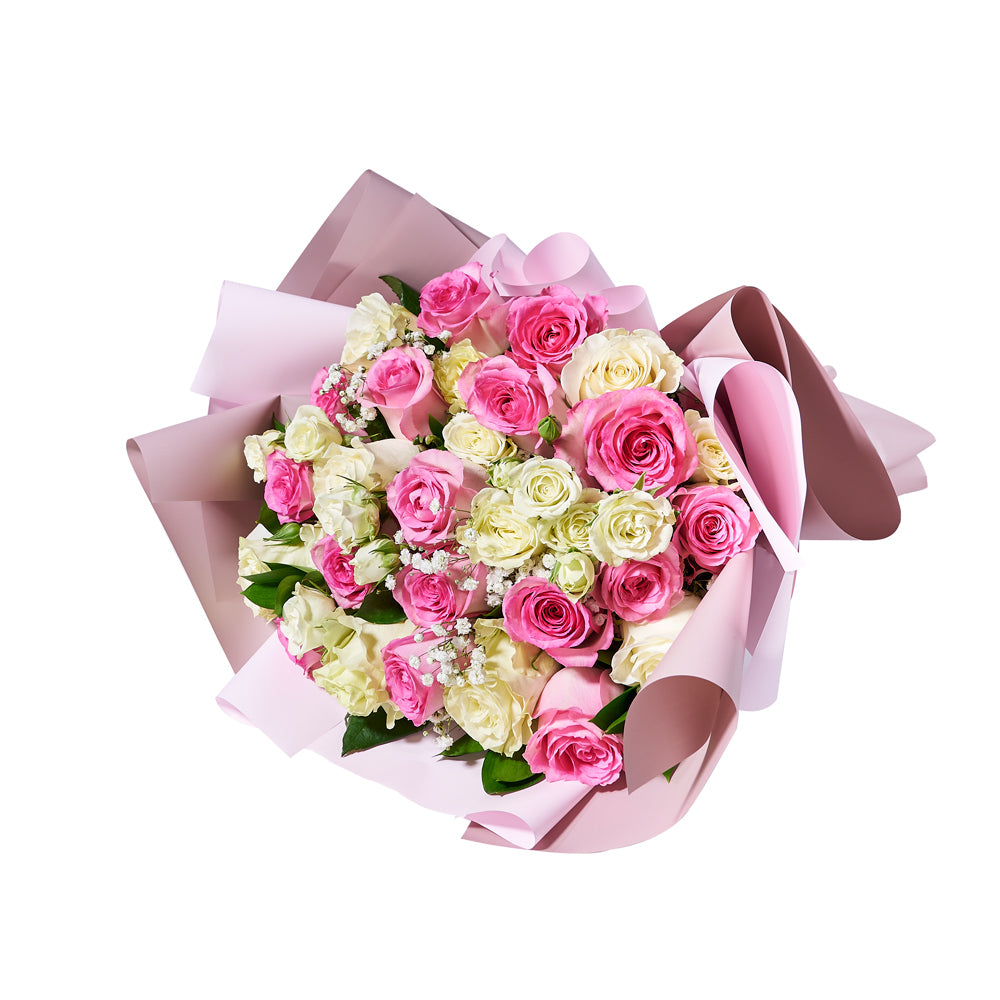 Sublime Pink &amp; White Rose Bouquet, floral gift, rose gift, flower gift, rose bouquet. America Blooms Delivery