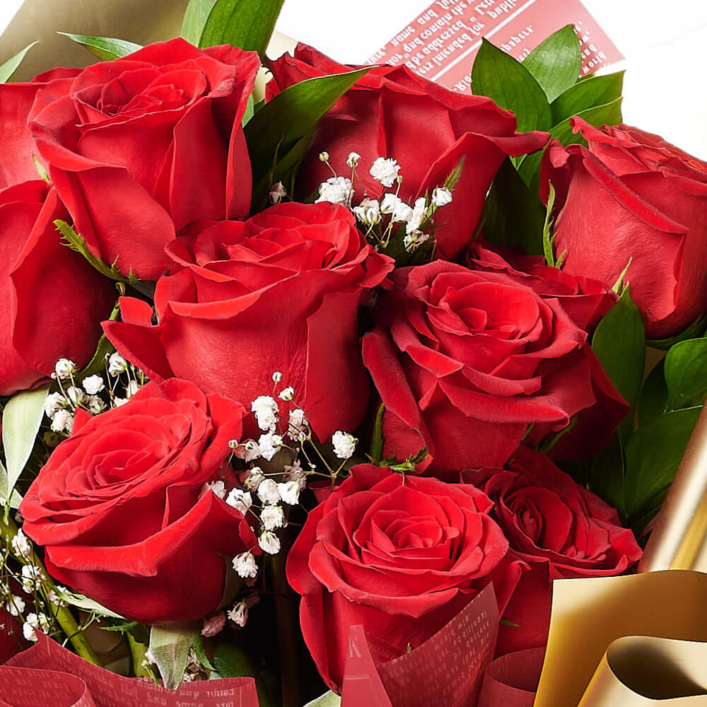 Valentine’s Day 12 Stem Red Rose Bouquet With Box & Champagne, Valentine's day gifts, Blooms America Flower Delivery, sparkling wine