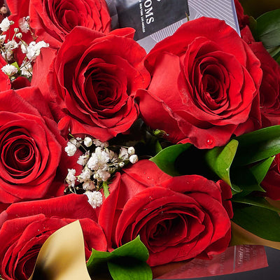 Valentine's Day 12 Stem Red Rose Bouquet With Designer Box, America Flower Delivery, roses, Valentine's Day gifts, Blooms America Delivery